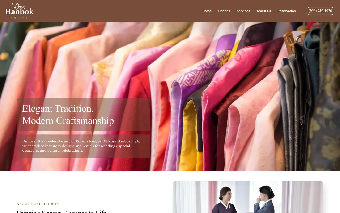 Rose Hanbok website screenshot